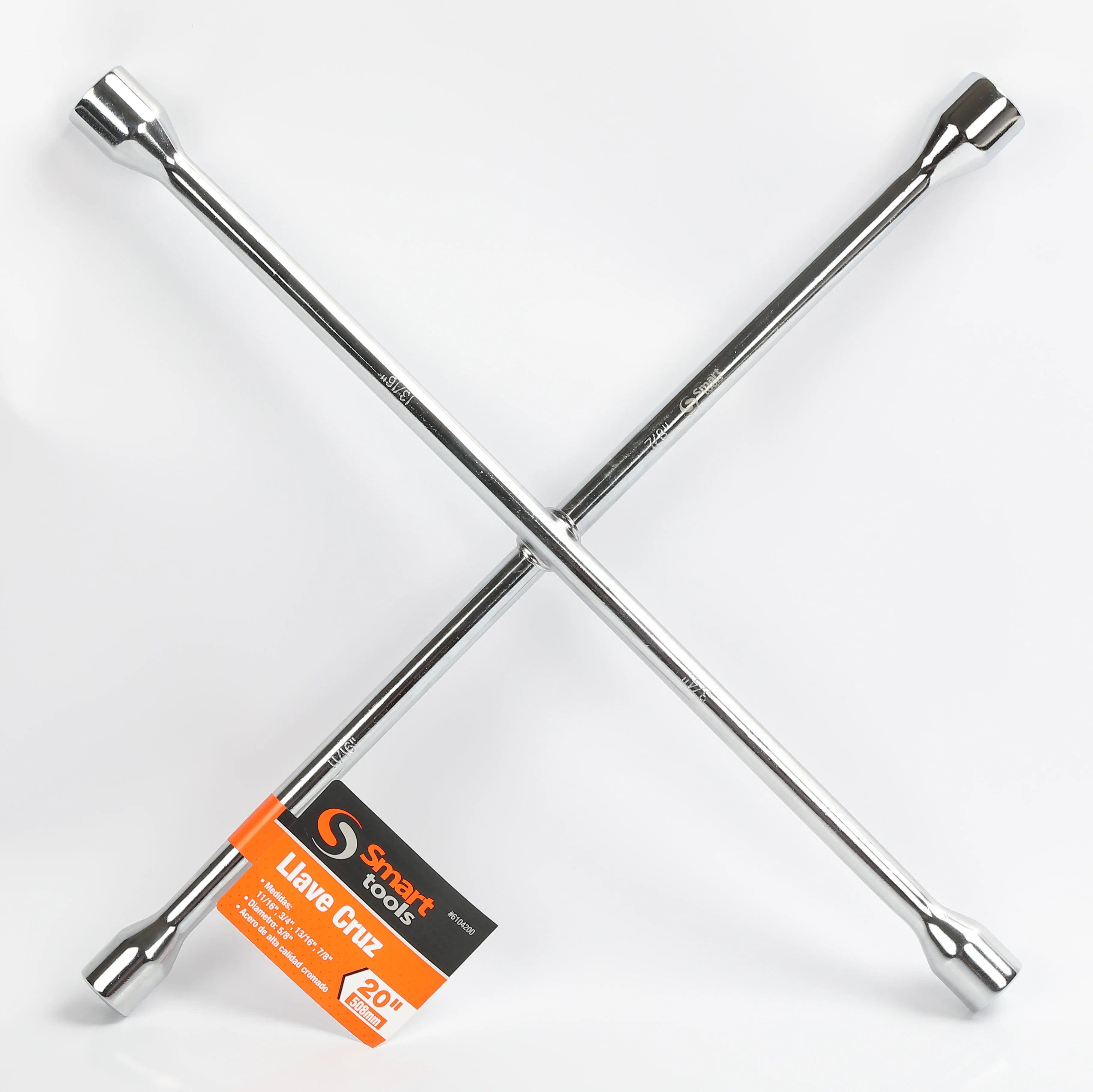 Llave cruz 20” para medidas 11/16″, 3/4″, 13/16″, 7/8″, acero de alta calidad cromado