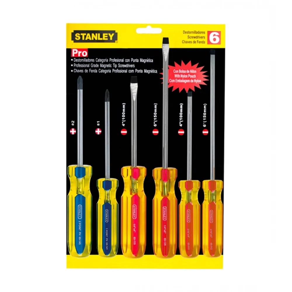 JUEGO DESTORNILLADORES DE 6 PIEZAS, MANGO ROJO-AMARILLO, 2 CRUZ Y 4 PALETA.
