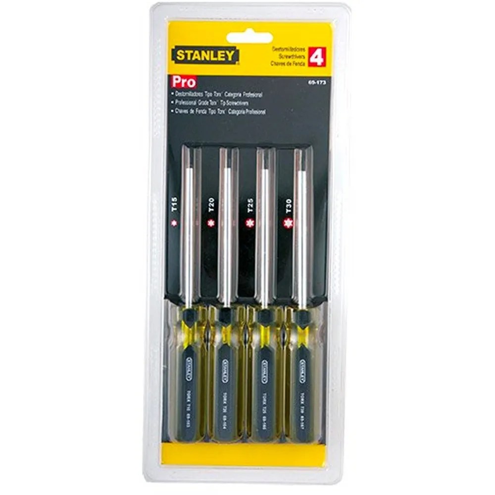 JUEGO DESTORNILLADORES TORX DE 4 PZAS., MANGO ROJO-AMARILLO T15-T20-T25-T30