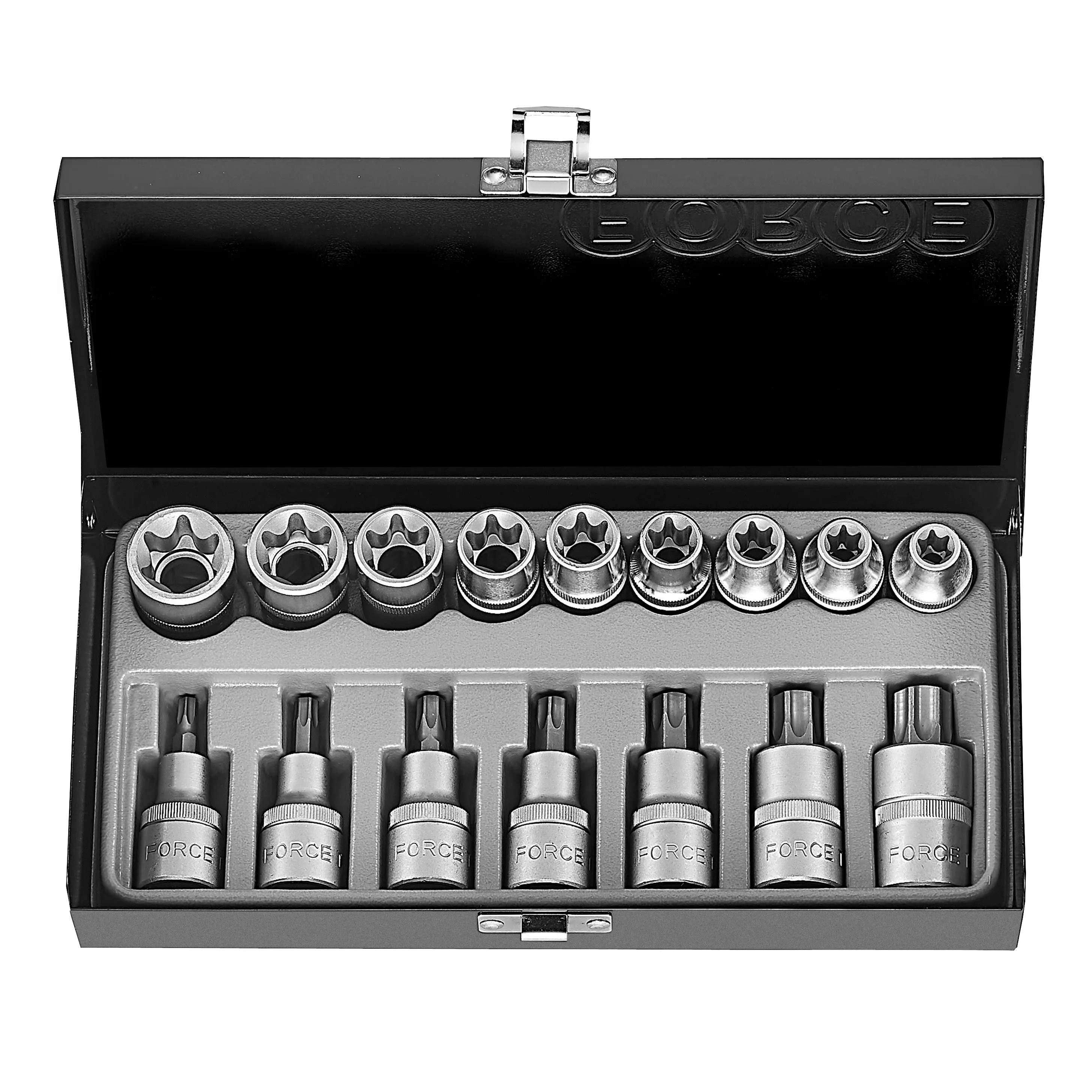 Dados Torx 1/2″ 7 T30-T70 Machos, 9 E10-E24 Hembras