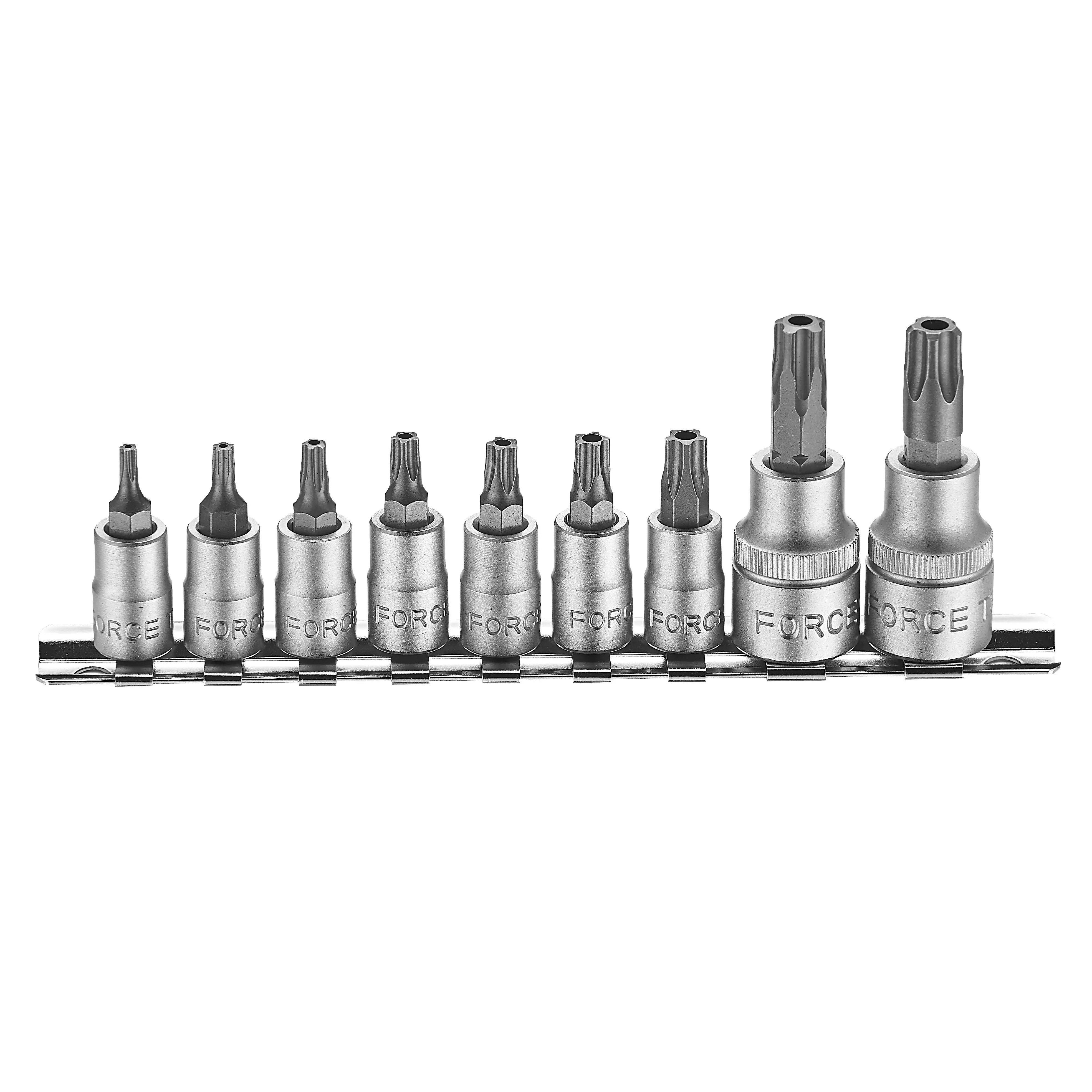 Dados Torx 1/4″ y 3/8″ 9 Pzas, 7 1/4″ (TS10-TS40), 2 3/8″ (TS45-TS50)