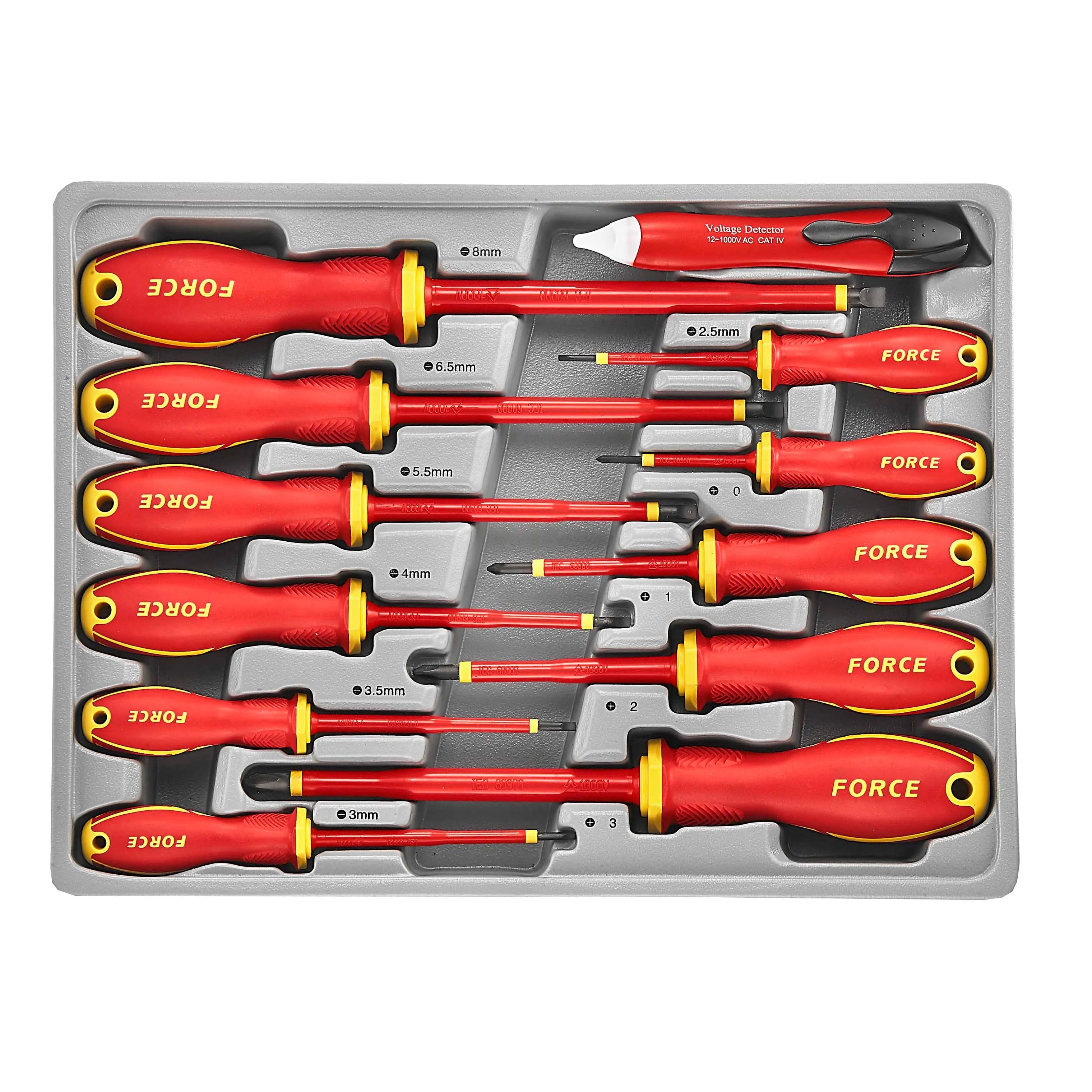 Destornilladores Aislados 1000 V, 7 Planos, 4 Cruz, 1 Tester