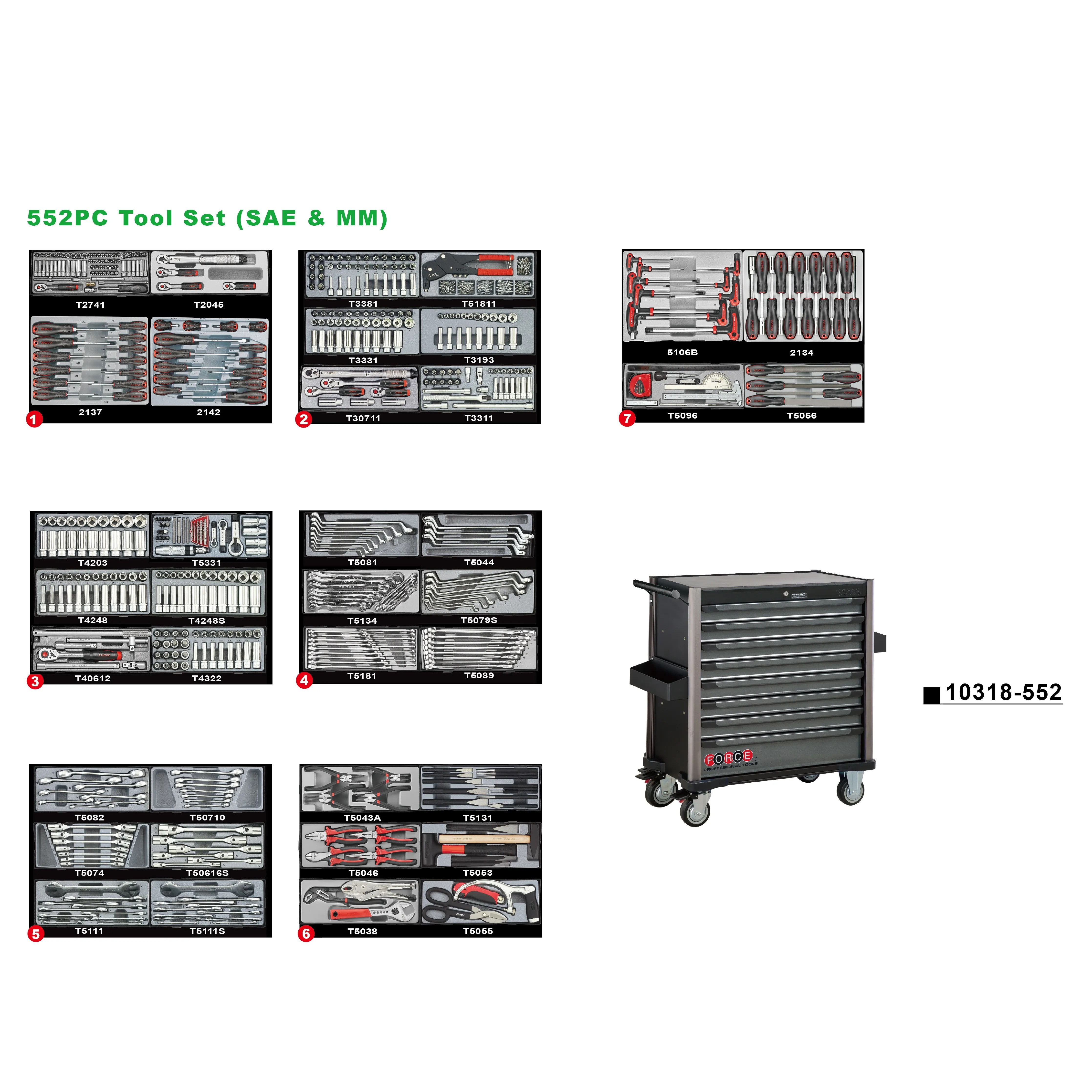 MUEBLE 8 GAVETAS CON 552 HERRAMIENTAS