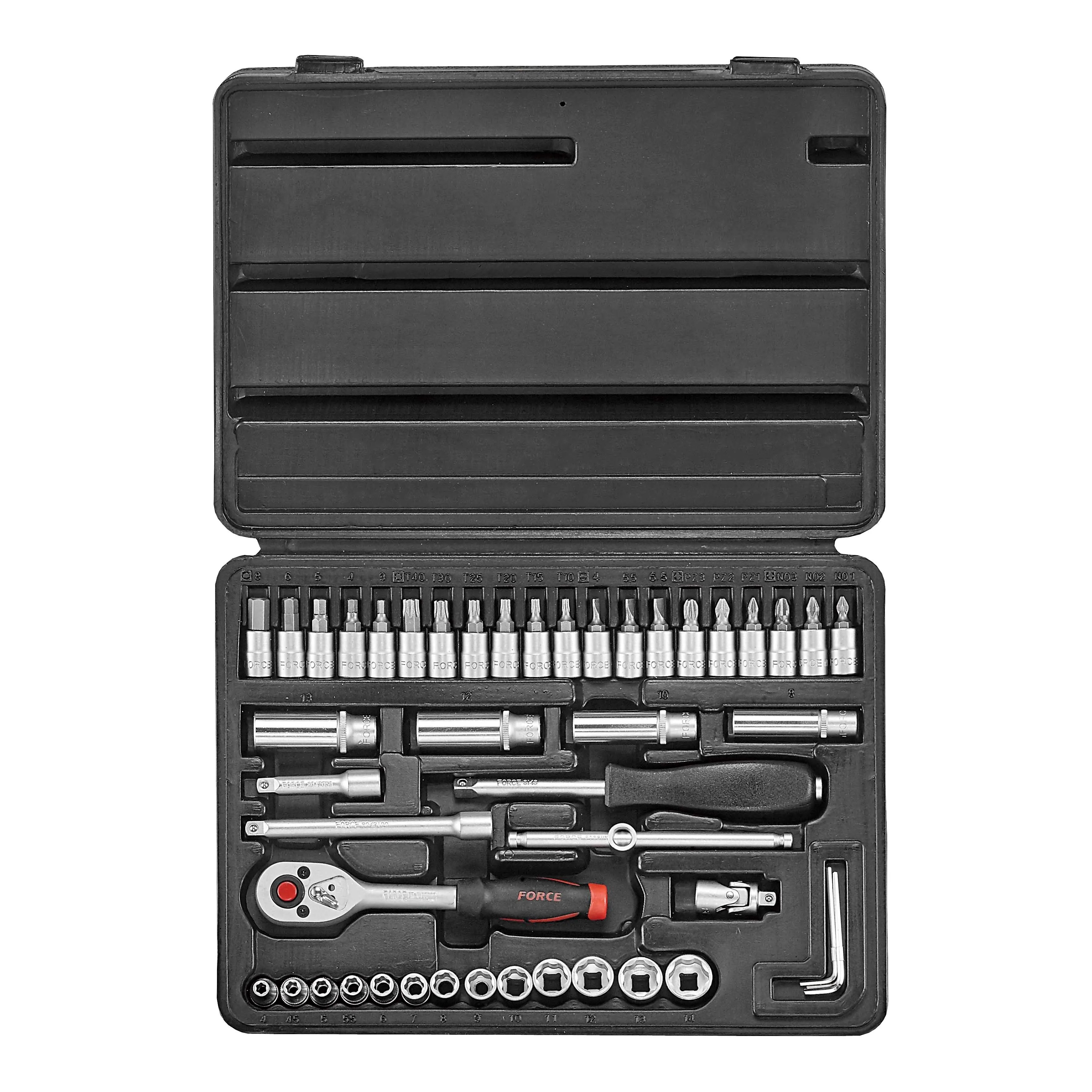 Juego Dados 1/4″ 13 Dados, 4-14 mm, 4 Largos 8-13 mm