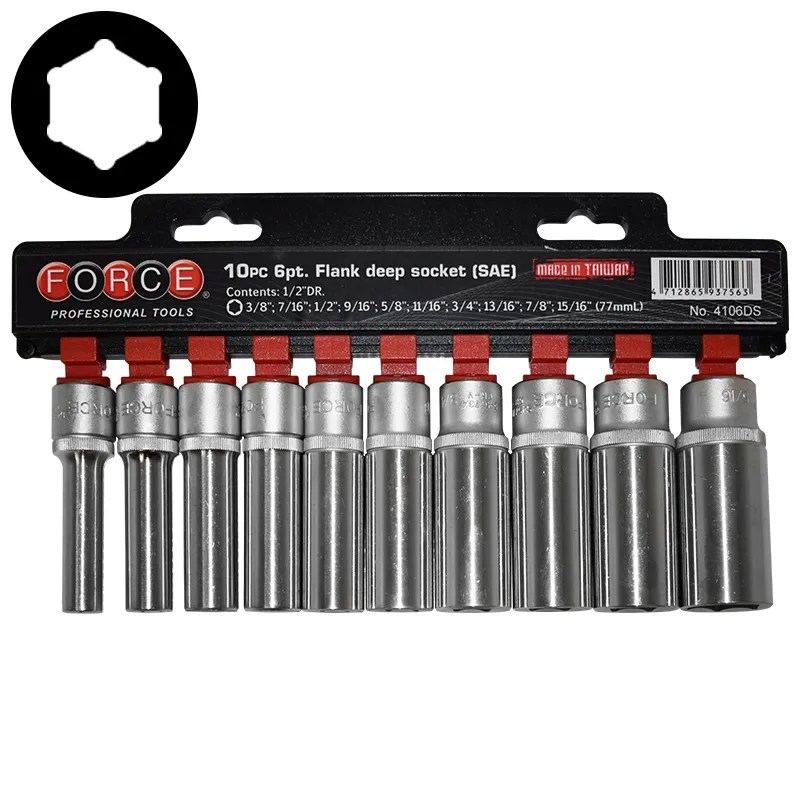 Juego Dados 1/2″, Largos Hexagonal 10 Pzas, 3/8″-15/16″
