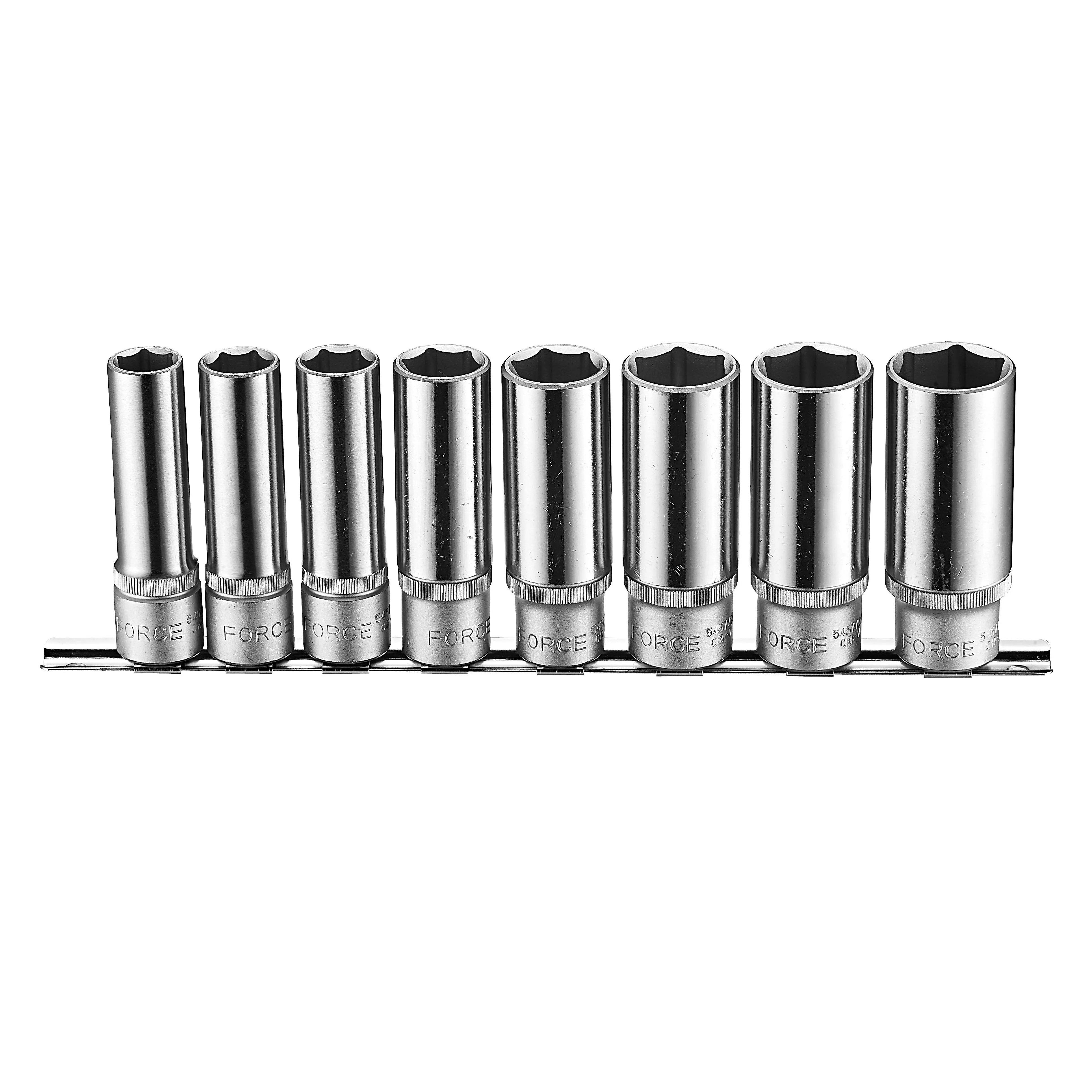 Juego Dados 1/2″, Largos Hexagonal 8 Pzas, 1/2″-15/16″