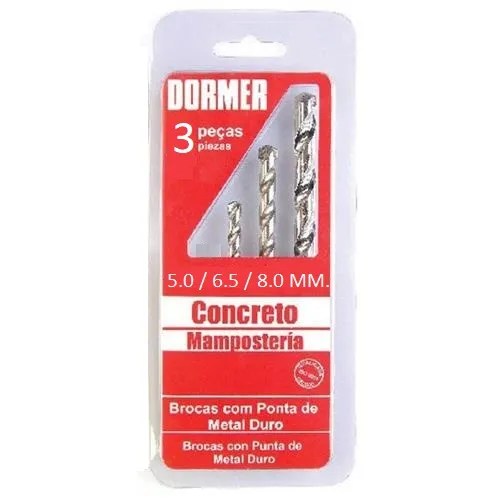 JUEGO DE BROCAS PARA CONCRETO DE 3 PZAS. (5.0 / 6.5 / 8.0 MM.)