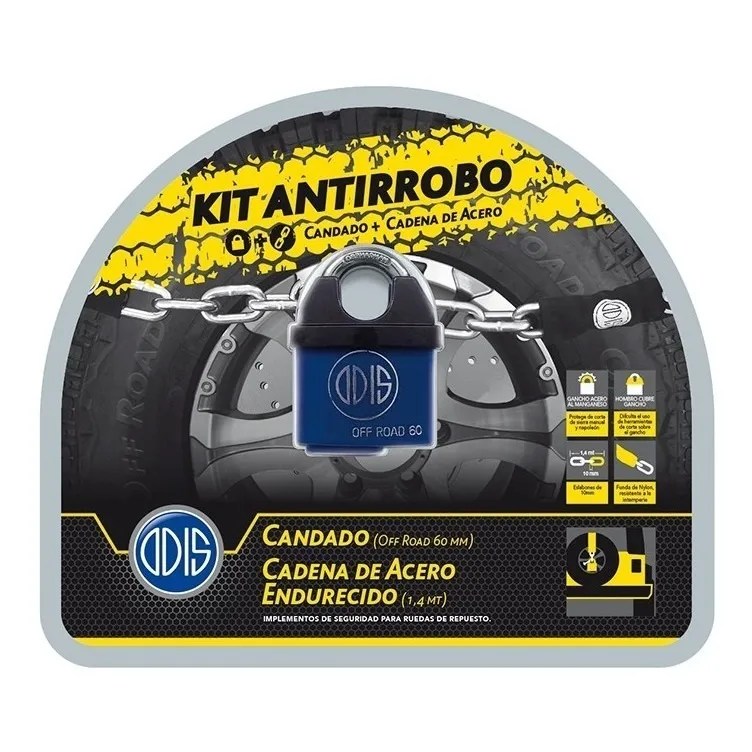 KIT PARA REJA OFF ROAD CANDADO 50 MM + CADENA DE 8 MM. X 1400