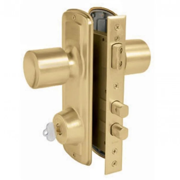 Cerradura Pomo Interior Libre Exterior Fijo Bronce Satinado