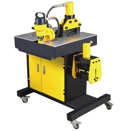 MAQUINA 3 EN 1 HIDRAULICA, CORTA, DOBLA Y PERFORA COBRE DE 200 X 12 MM.