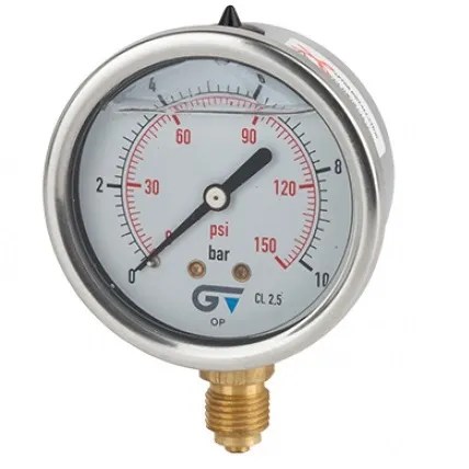 MANOMETRO 1/4 GAS, 25 BAR = 350 LBS. DE 63 MM.