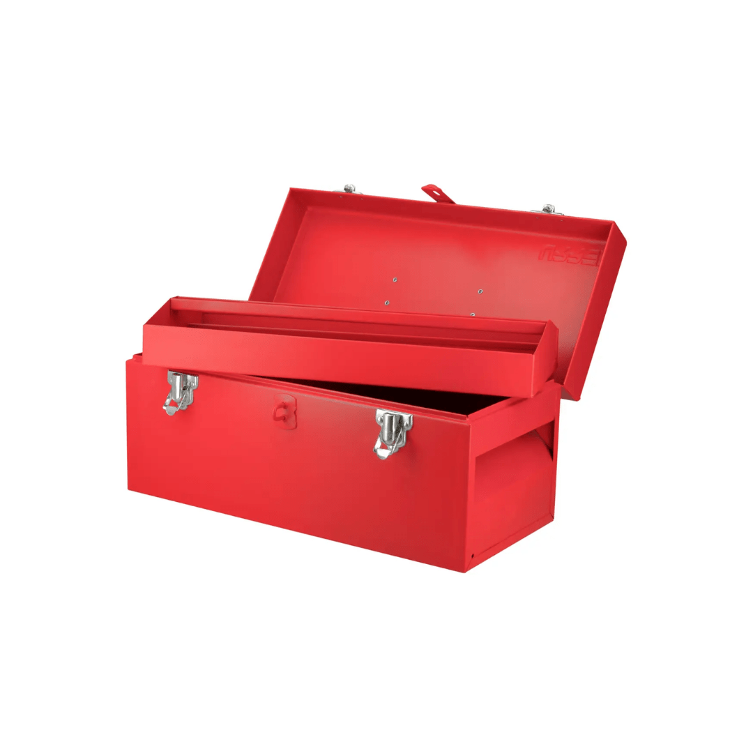 Caja portaherramientas métalica con asa plástica color rojo 16″ x 7″ x 7″