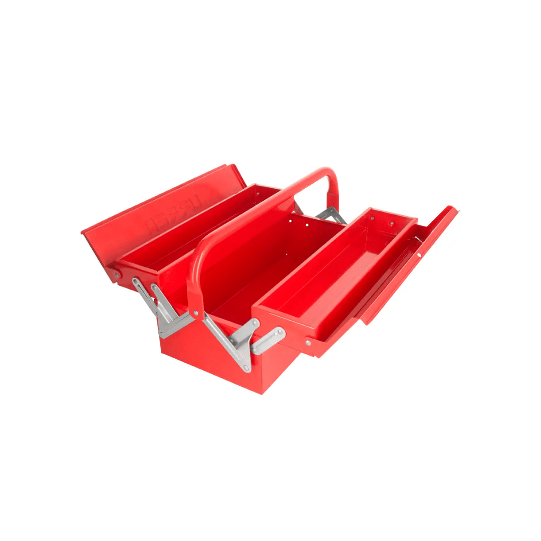 Caja portaherramientas metálica tipo acordeón roja 7″ x 16″ x 6″