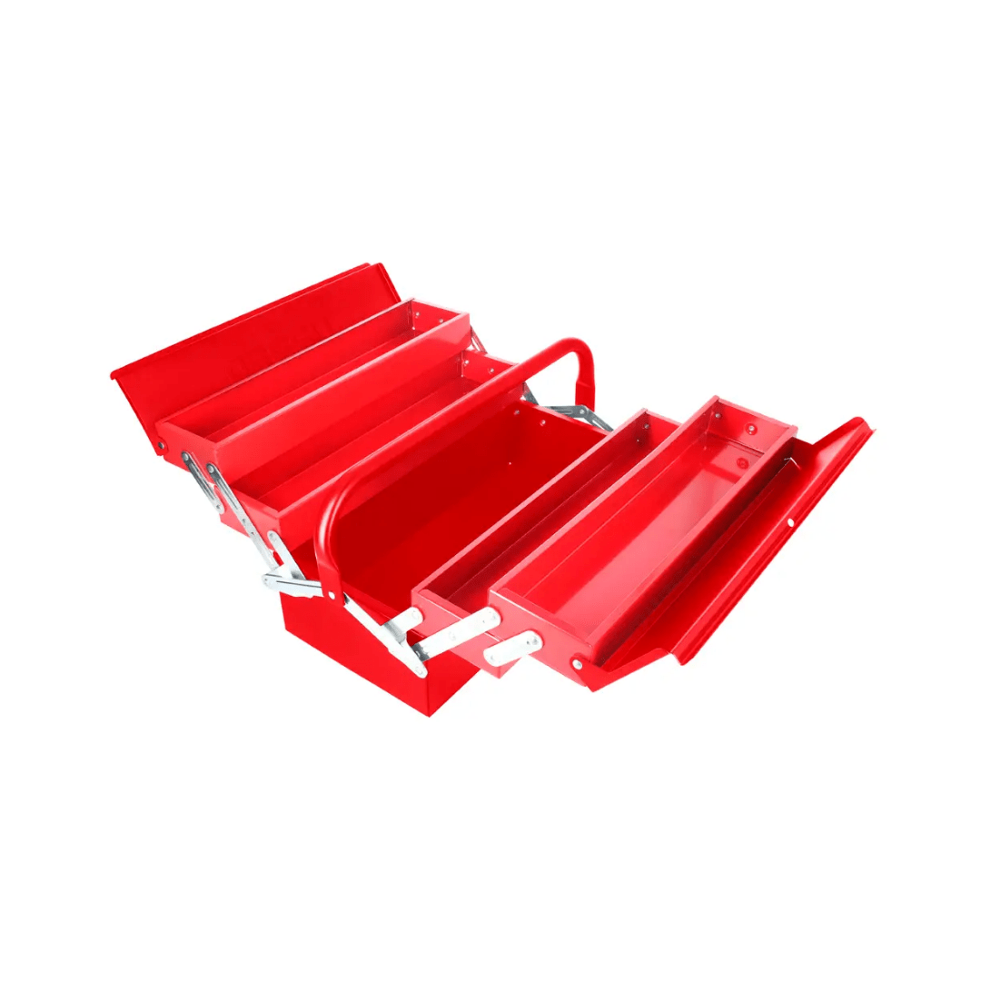 Caja portaherramientas metálica tipo acordeón roja 7″ x 16″ x 8″