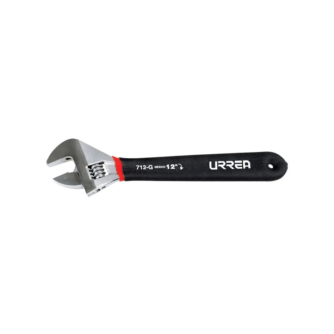 Llave ajustable cromada con mango Rubber grip 12″