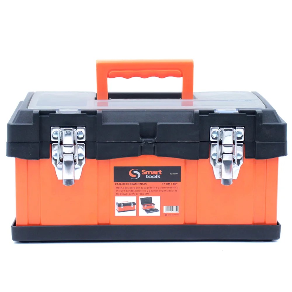 Caja de Herramientas 16”, acero/plastico , con cierre metálico