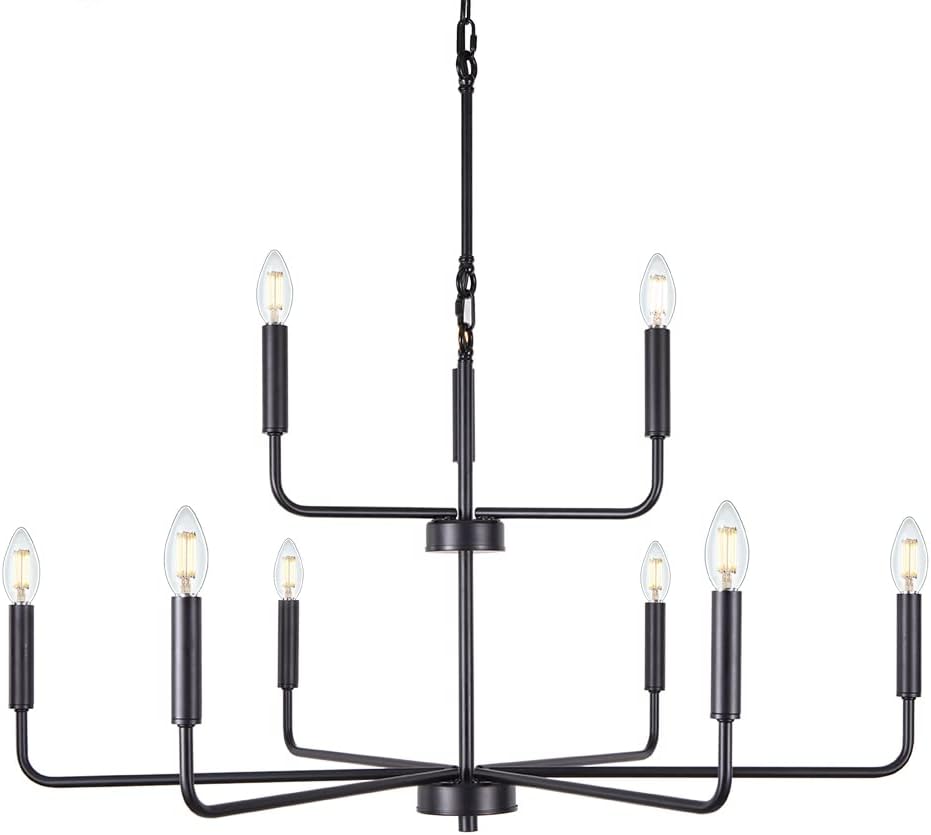 TOCHIC Black Chandelier 2 Tier 36″, Modern Farmhouse Chandeliers for High Ceilings, Rustic Chandelier Lighting for Dining Room Kitchen Light Fixtures Ceiling Hanging Lights for Living Room, Foyer TOCHIC Black Chandelier 2 Tier 36″, Modern Farmhouse Chandeliers for High Ceilings, Rustic Chandelier Lighting for Dining Room Kitchen Light Fixtures Ceiling Hanging Lights for Living Room, Foyer