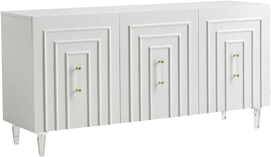 TOV Furniture Famke 31.5″ H Transitional MDF Wood Buffet in White Lacquer TOV Furniture Famke 31.5″ H Transitional MDF Wood Buffet in White Lacquer