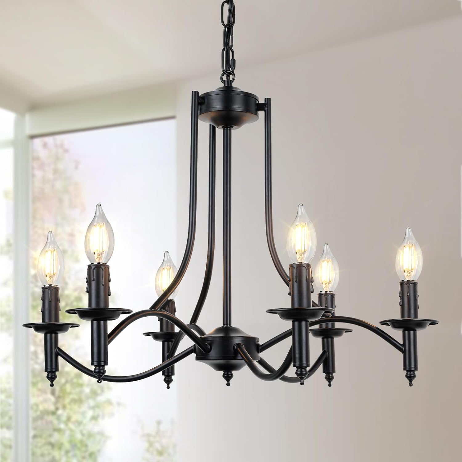 Brightever Black Chandelier, 6-Light Farmhouse Chandeliers for Dining Room, Modern Candle Hanging Pendant Lights Fixture for Living Room Foyer Kitchen Island Entryway Hallway Bedroom Brightever Black Chandelier, 6-Light Farmhouse Chandeliers for Dining Room, Modern Candle Hanging Pendant Lights Fixture for Living Room Foyer Kitchen Island Entryway Hallway Bedroom