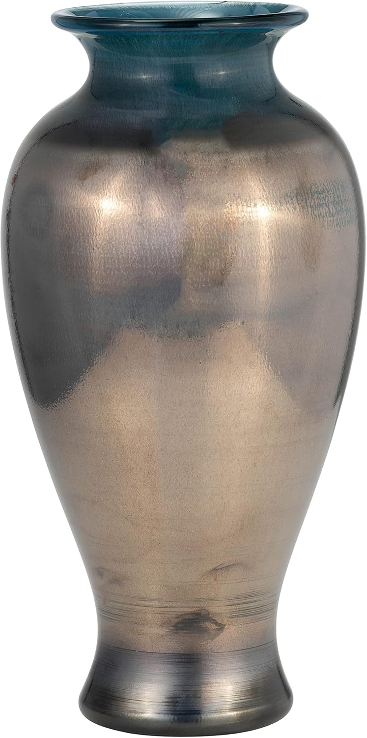 Sagebrook Home Glass, 12″ H Olpe Vase, Teal, Glass, Contemporary, 6″ L X 6″ W X 12″ H, Sagebrook Home Glass, 12″ H Olpe Vase, Teal, Glass, Contemporary, 6″ L X 6″ W X 12″ H,