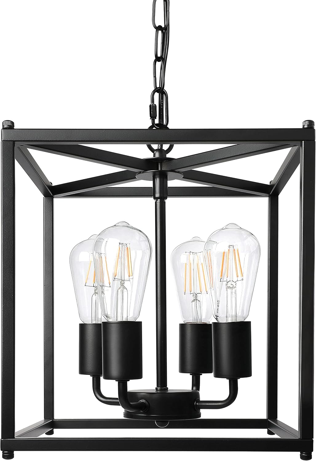 Unicozin 4-Light Black Farmhouse Chandelier, Iron Lantern Pendant Light Rustic Cage Adjustable Height, E26 Base Industrial Hanging Lights for Kitchen Island Dining Room Hallway Foyer Entryway Unicozin 4-Light Black Farmhouse Chandelier, Iron Lantern Pendant Light Rustic Cage Adjustable Height, E26 Base Industrial Hanging Lights for Kitchen Island Dining Room Hallway Foyer Entryway