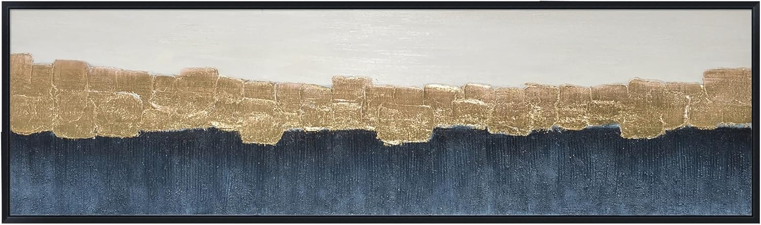 Sagebrook Home 70127 71 x 20 in. Handpainted Abstract Canvas with Silver,Blue Sagebrook Home 70127 71 x 20 in. Handpainted Abstract Canvas with Silver,Blue