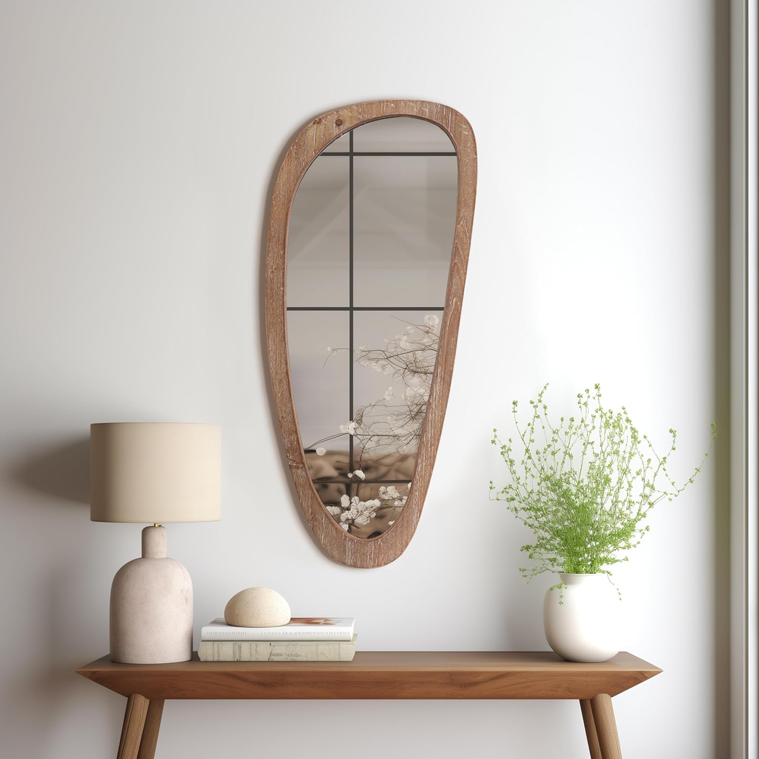 Sagebrook Home Irregular Plywood Mirrors Egg Shaped Decorative Hanging Wall Decor, Interior Decoration Wall Mirror for Home, Kitchen, Bedroom, Living Room, 36″ H, Brown Sagebrook Home Irregular Plywood Mirrors Egg Shaped Decorative Hanging Wall Decor, Interior Decoration Wall Mirror for Home, Kitchen, Bedroom, Living Room, 36″ H, Brown
