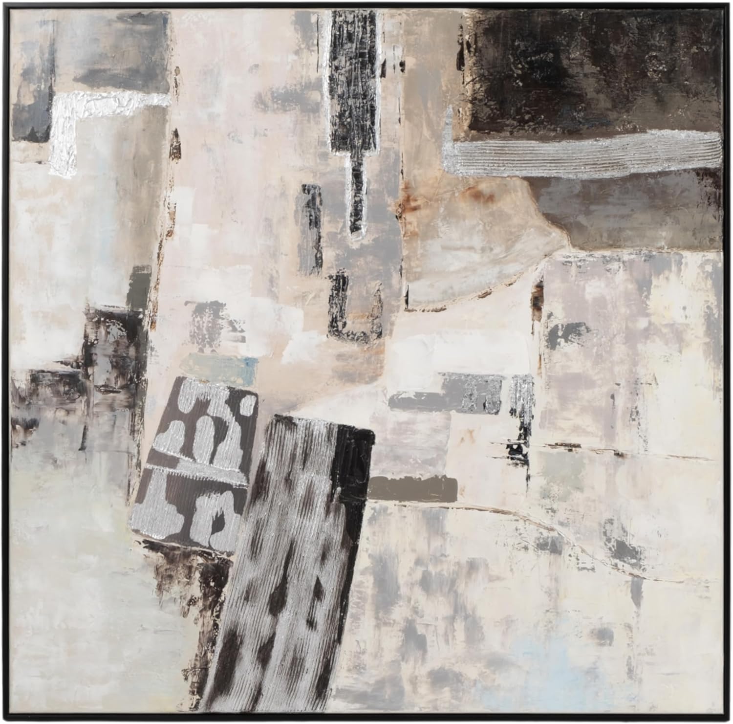 Sagebrook Home Neutral Modern 51X51 Framed Abstract, Square Wall Art Sagebrook Home Neutral Modern 51X51 Framed Abstract, Square Wall Art