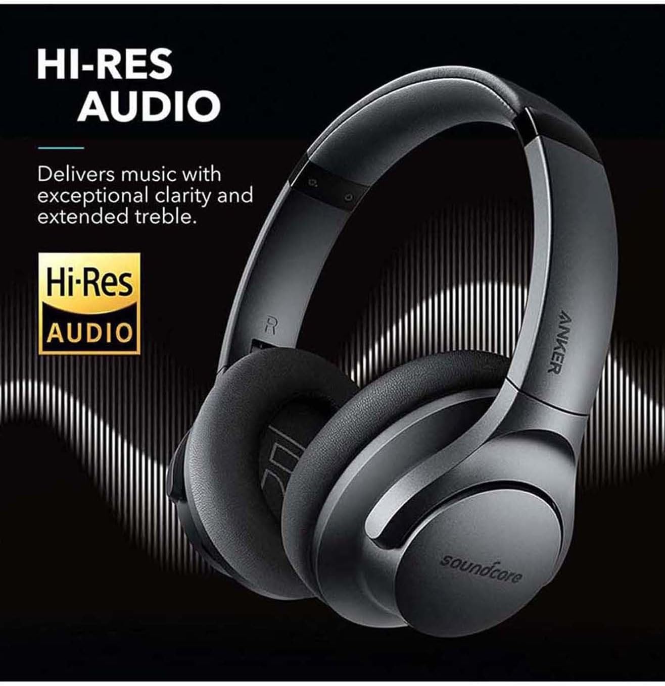 Noise Cancelling Headphones with Hi-Res Audio, 60-Hour Playtime, and BassUp Technology