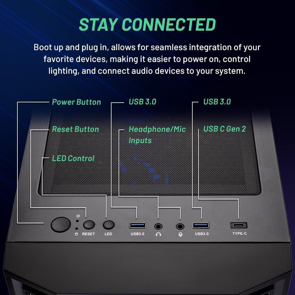 Skytech Shadow Gaming PC, Intel i5 13400F 2.5 GHz (4.6GHz Turbo Boost), NVIDIA RTX 4060 8GB GDDR6X, 1TB SSD, 32GB DDR5 RAM 5200 RGB, 650W Gold PSU, Wi-Fi, Win 11 Home