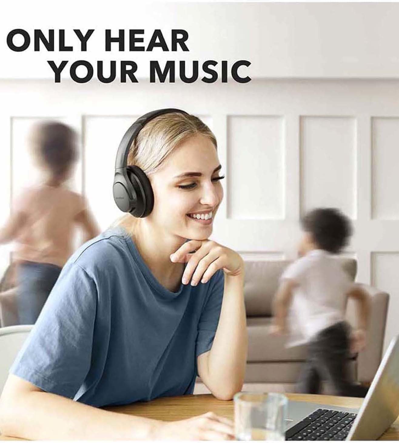 Noise Cancelling Headphones with Hi-Res Audio, 60-Hour Playtime, and BassUp Technology