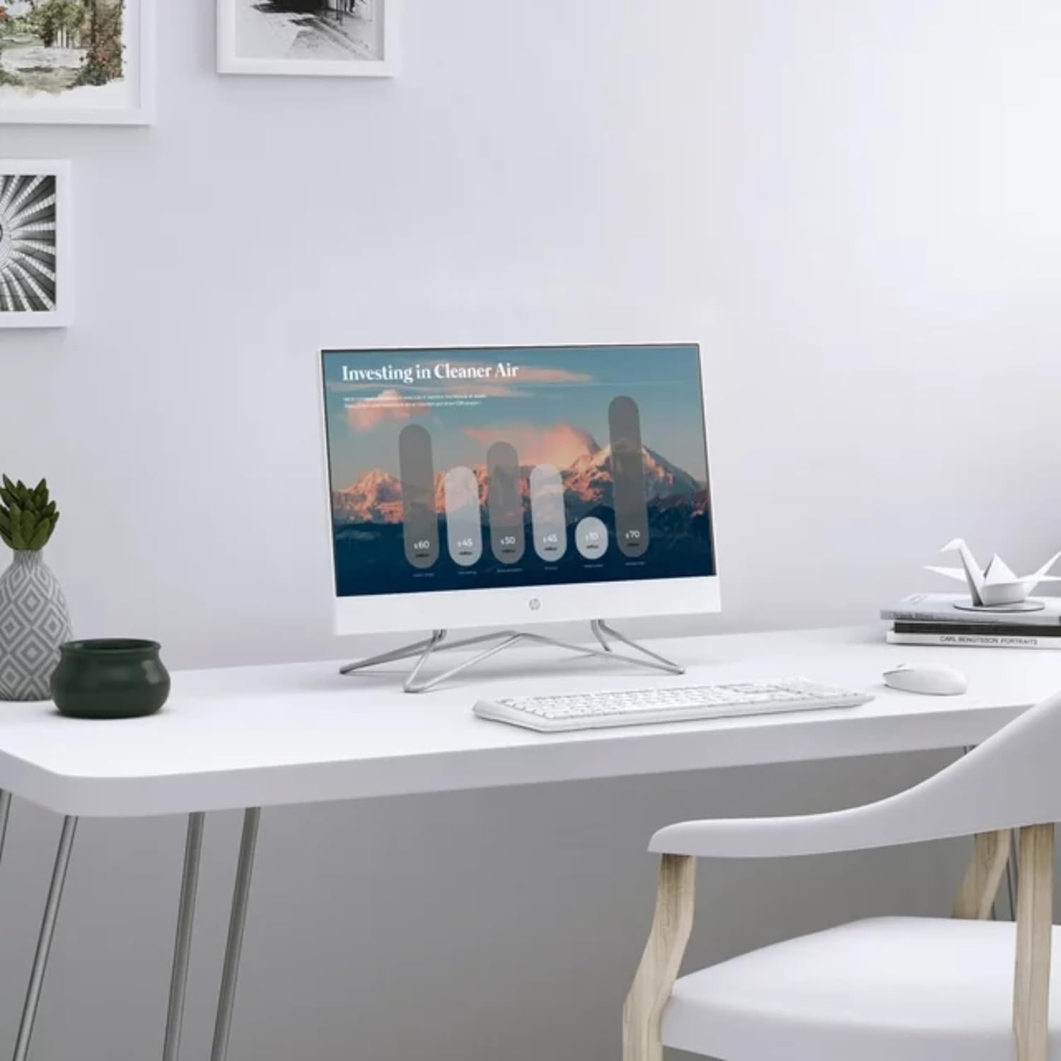 HP Newest All-in-One Desktop, 21.5″ FHD Display, 32GB RAM, 1TB Storage (512GB SSD with P500 500GB External SSD), Intel Dual-Core Processor, Webcam, HDMI, Bluetooth, Mouse and Keyboard, Windows 11