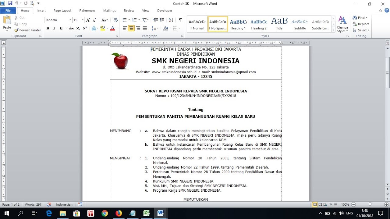 Membuat Draft Surat Keputusan Profesional di Word Membuat Draft Surat Keputusan Profesional di Word