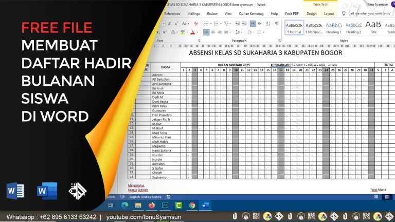 Membuat Kartu Absensi Siswa Praktis di Word Membuat Kartu Absensi Siswa Praktis di Word