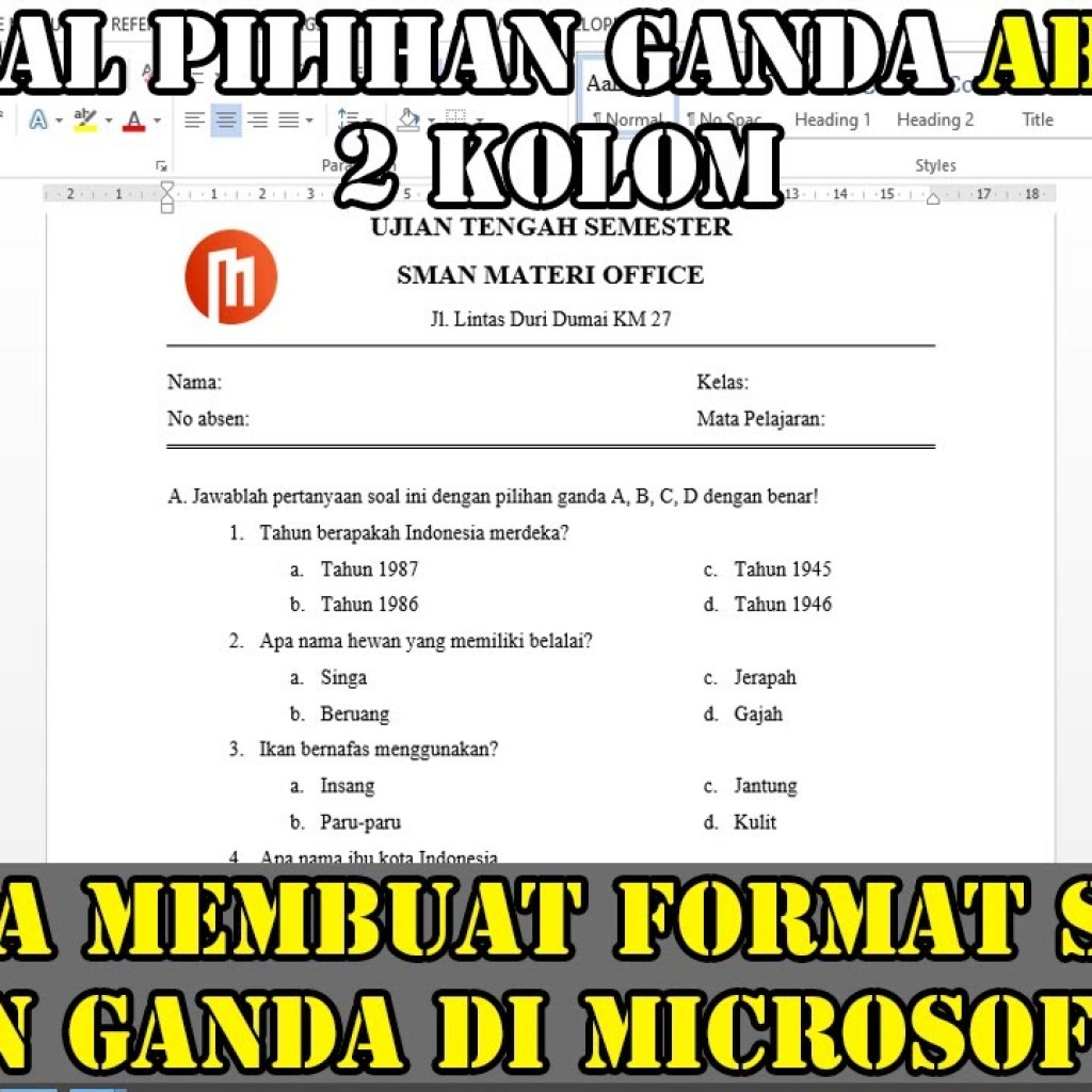 Panduan Lengkap Membuat Soal Pilihan Ganda Profesional Di Microsoft Word Panduan Lengkap Membuat Soal Pilihan Ganda Profesional Di Microsoft Word