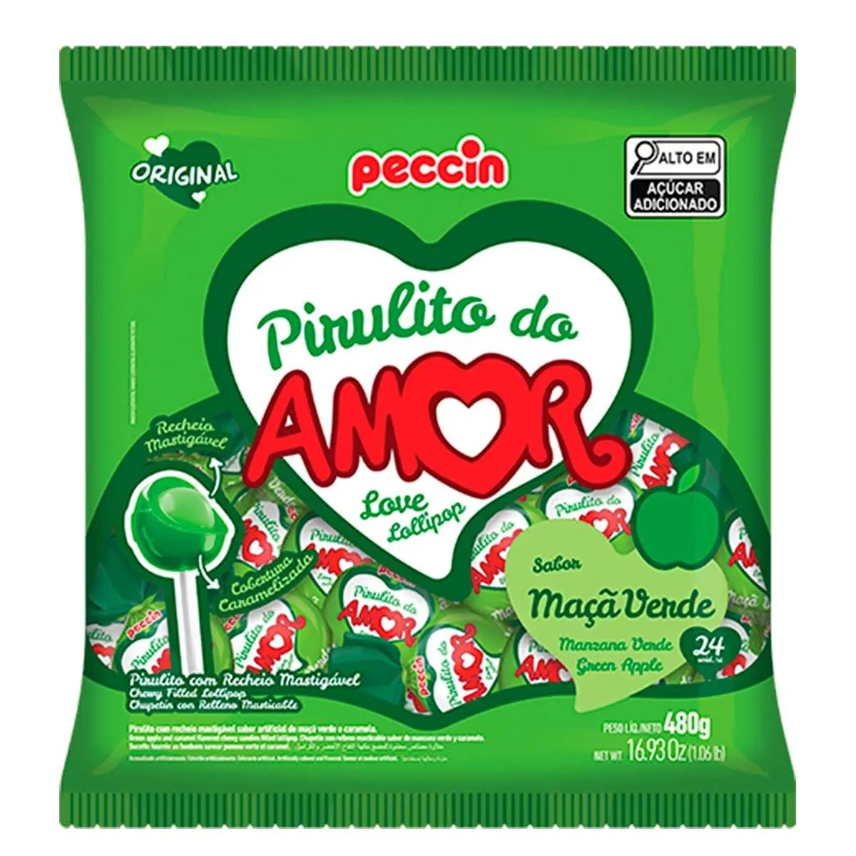 PIRULITO MAÇA VERDE DO AMOR C/24