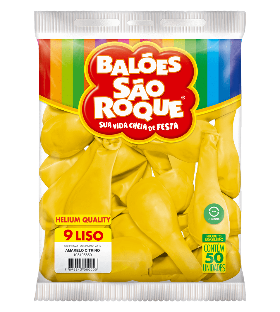 BALÃO SÃO ROQUE AMARELO CITRINO 9 C/50