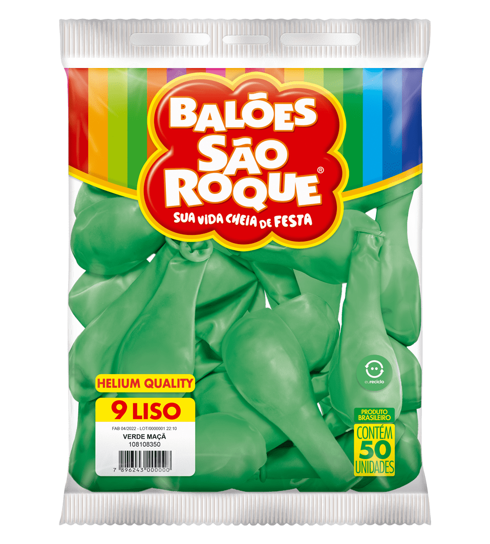 BALÃO SÃO ROQUE VERDE MAÇA 9 C/50