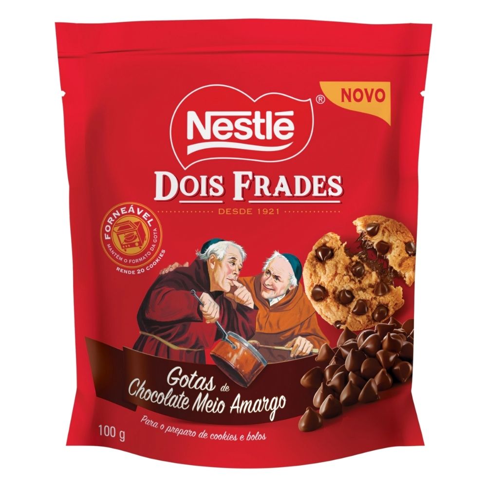 CHOCOLATE MEIO AMARGO GOTAS DOIS FRADES SACHÊ 100G