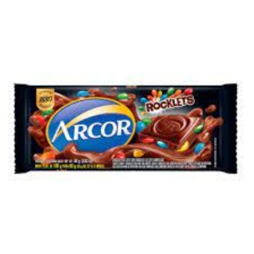 CHOCOLATE AO LEITE ROCKLETS ARCOR PACOTE 80G