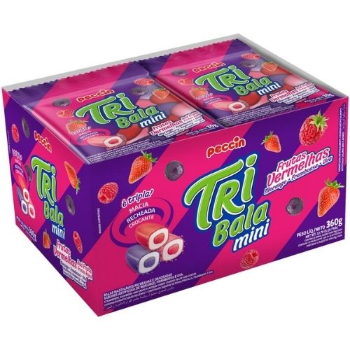 BALA TRI BALA MINI FRUTAS VERMELHAS C/12