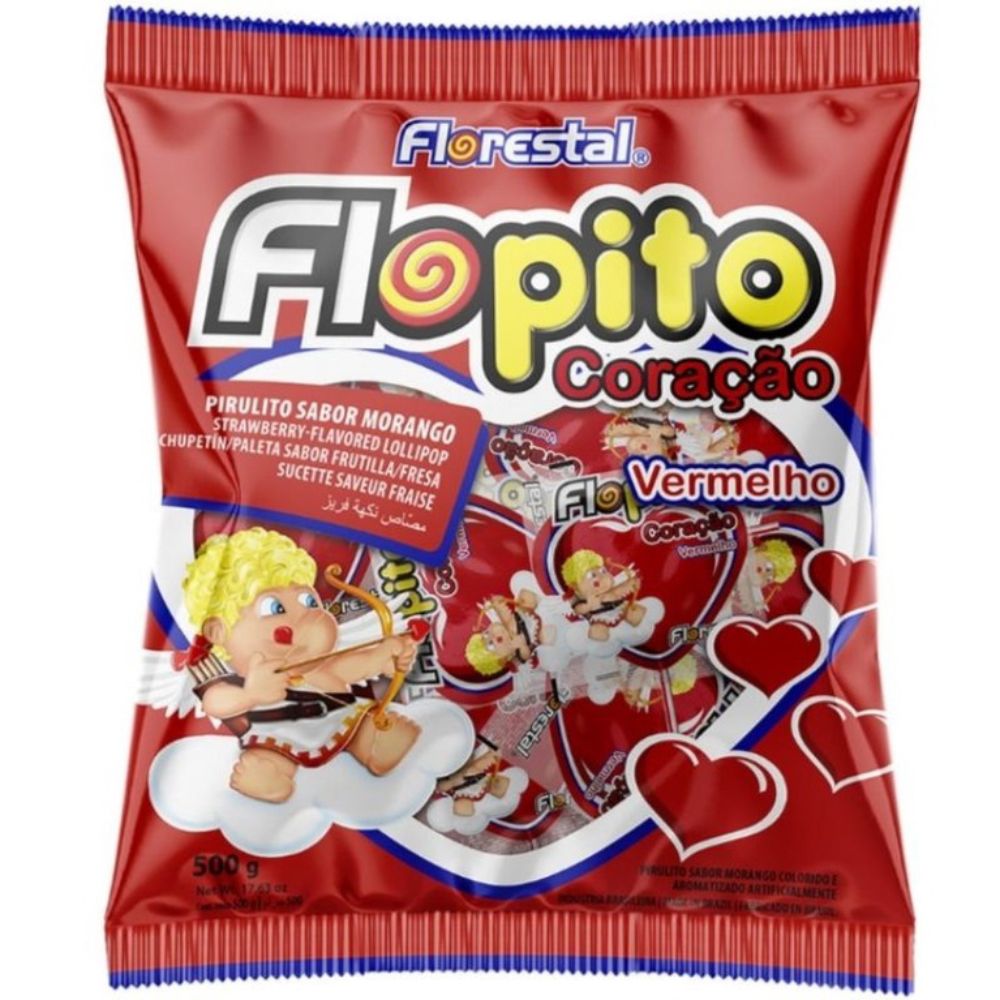 PIRULITO CORAÇÃO VERMELHO 500GR C/50