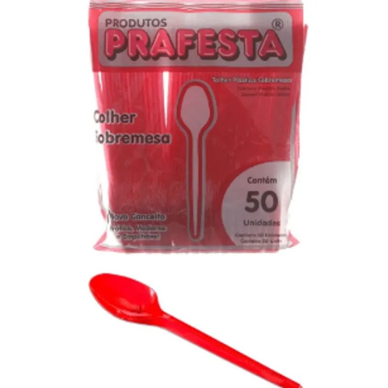 COLHER SOBREMESA VERMELHA FORFEST C/50