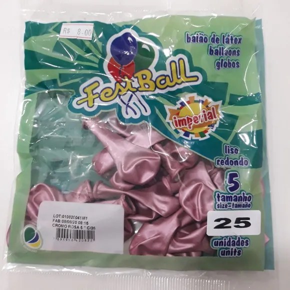 BALÃO CROMADO ROSA FESTBALL 5 C/25