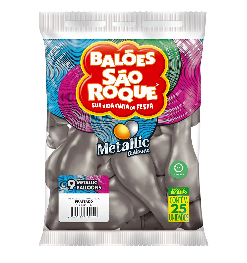 BALAO SÃO ROQUE METALIC.9 PRATEADO C/25