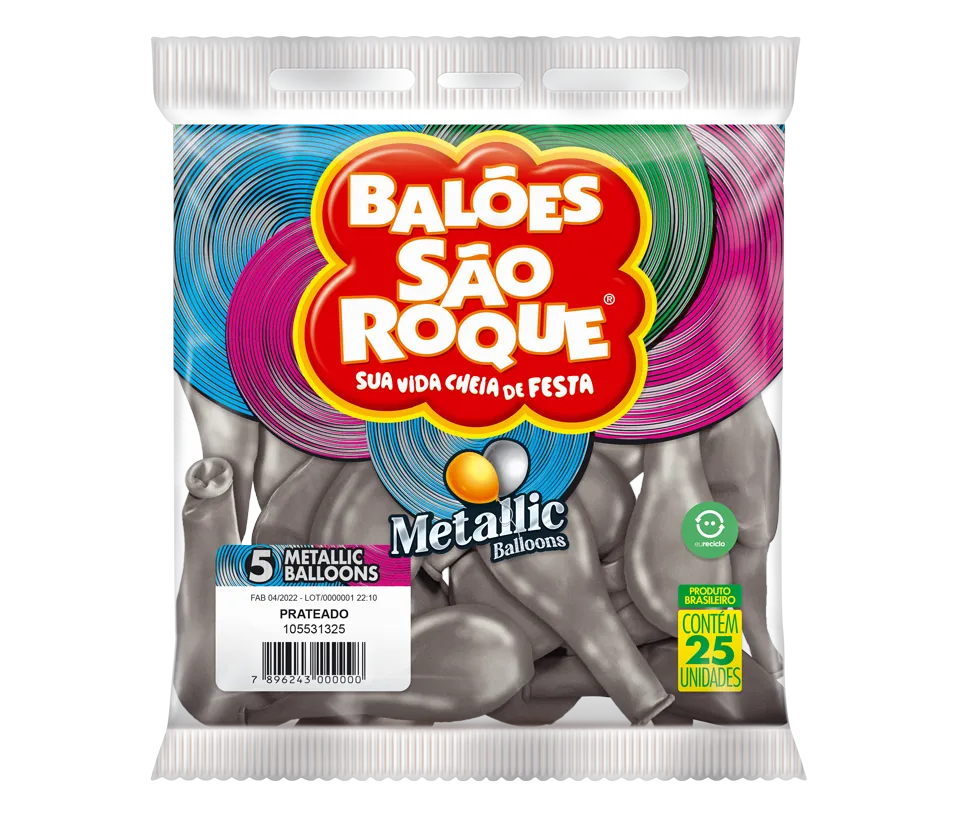 BALAO SÃO ROQUE METALIC.PRATEADO 5 C/25