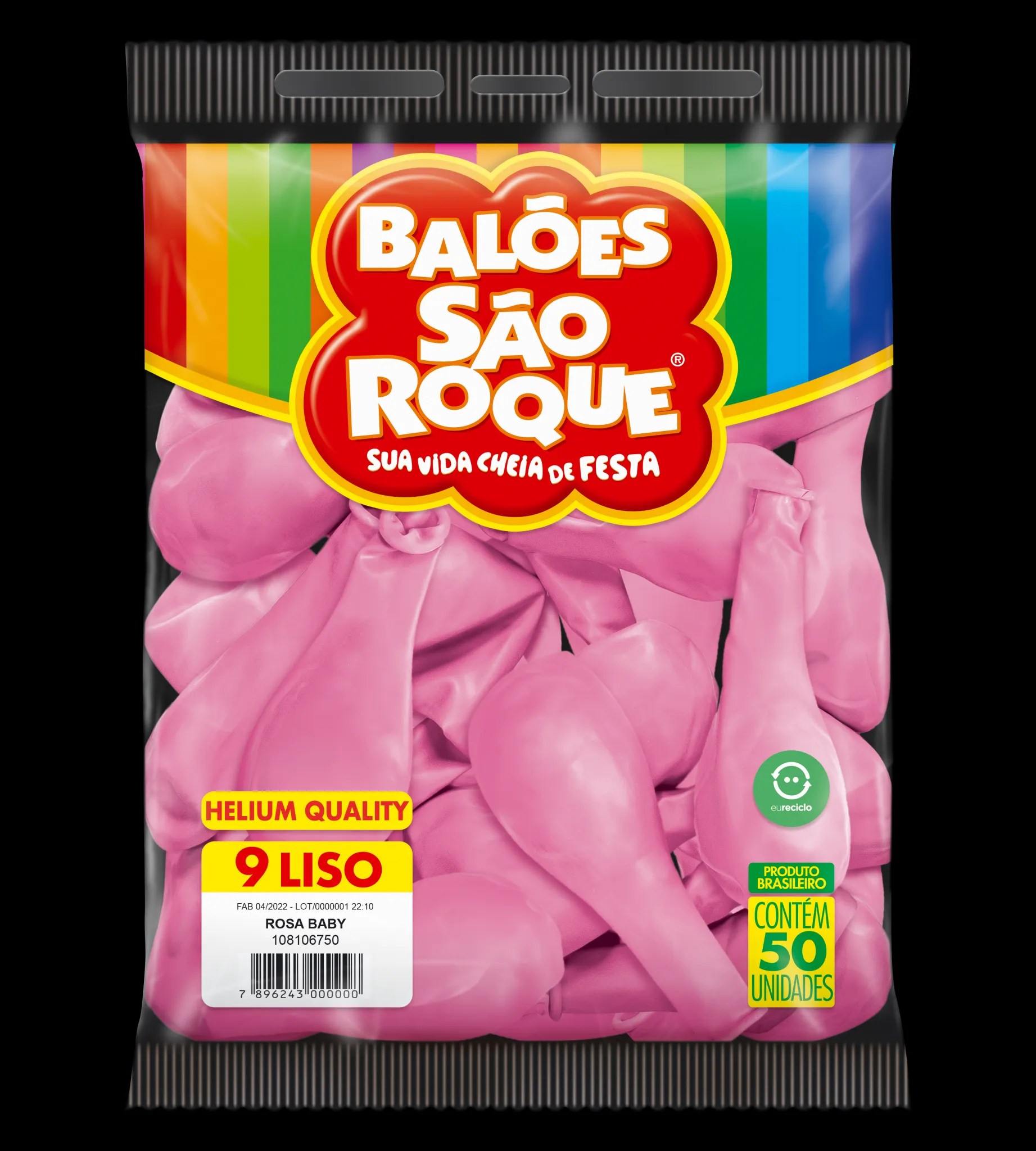 BALÃO SÃO ROQUE ROSA BABY 9 C/50