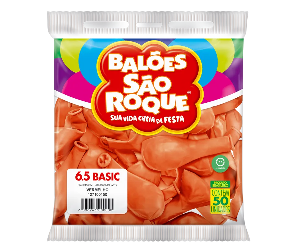 BALÃO SÃO ROQUE VERMELHO 6.5 C/50