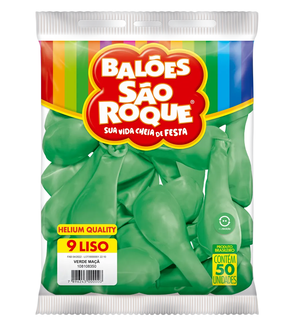BALÃO SÃO ROQUE VERDE MAÇA 9 C/50