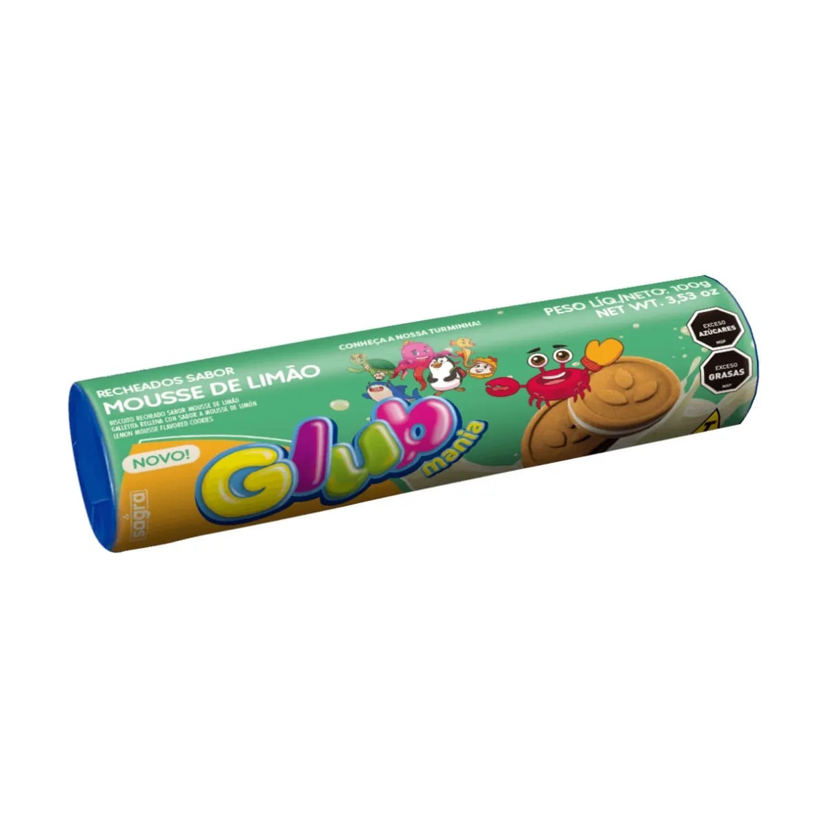 BISCOITO RECHEADO GLUB MOUSSE DE LIMÃO 100GR